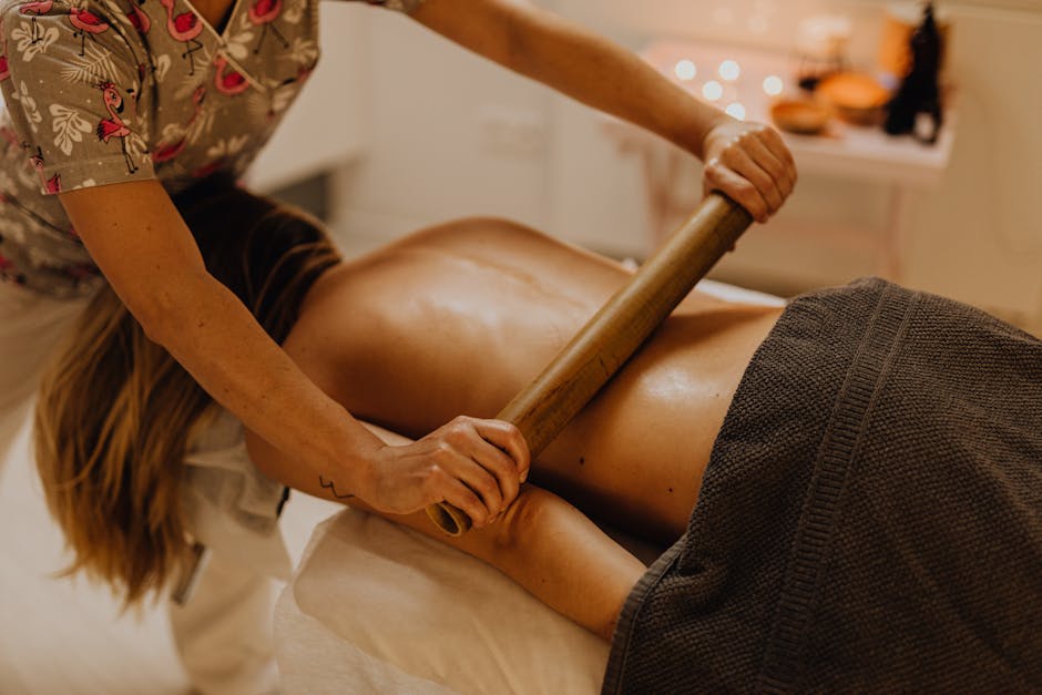 Experience a soothing bamboo massage in a serene spa setting